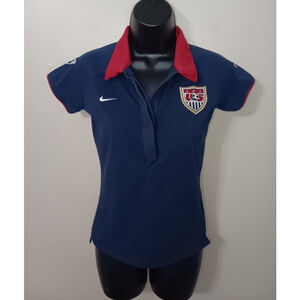 Team USA Soccer USWNT Women’s Small Polo Jersey Shirt Nike Navy Stretch